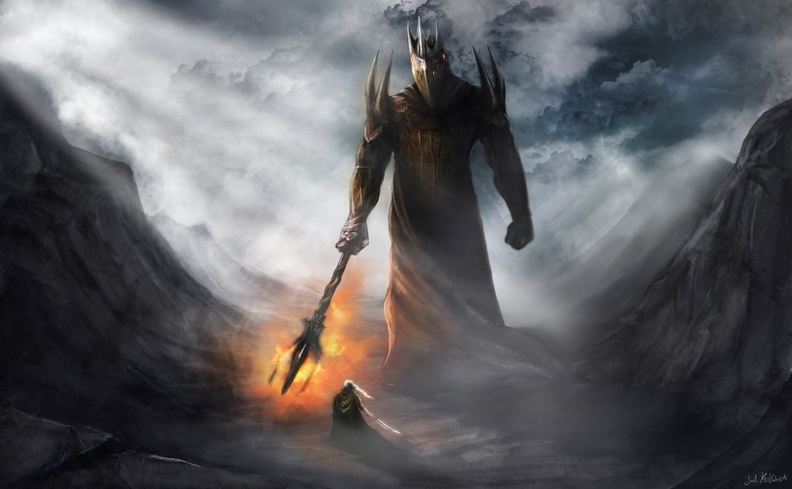 Morgoth and Fingolfin (art by JM Kilpatrick)