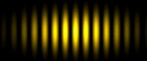 An image showing the pattern of alternating light and dark bands that you see in a Young's slits experiment.